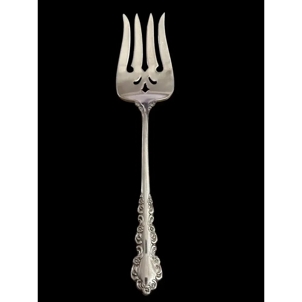 Oneida SHELLEY Stainless Heirloom Cube Mark Glossy Cold Meat Serving Fork 8 1/2